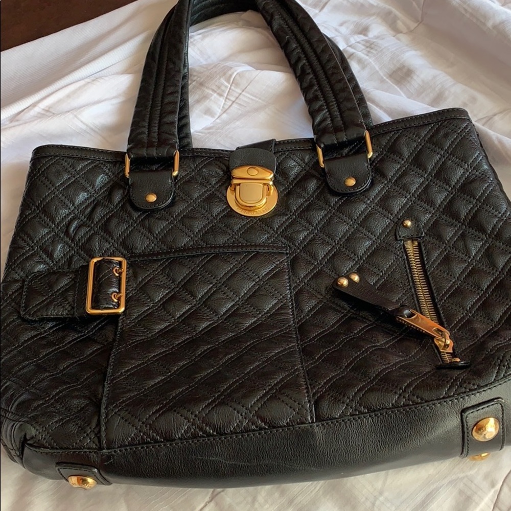 Marc Jacobs Black Double Quilted Leather Tote